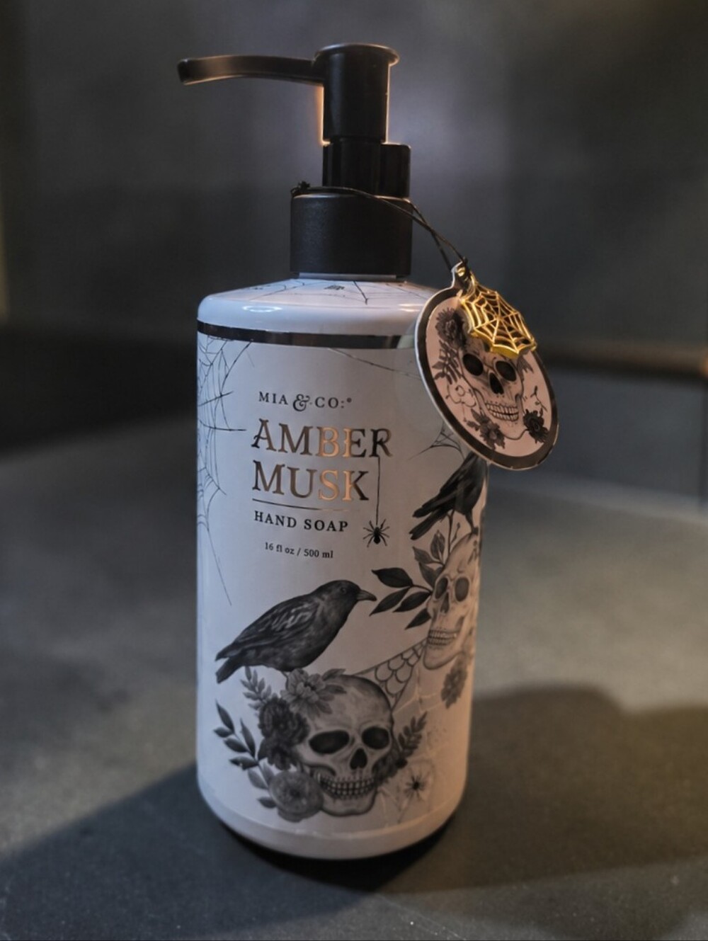 Mia & Co. Decorarive Luxury Amber Musk Hand Soap - Skeleton Motif Large 20 Oz.